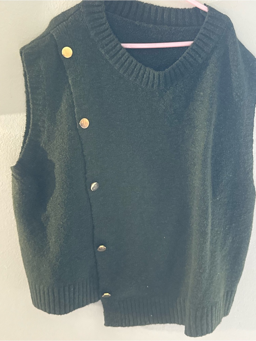 Sleeveless Knit Button-Accent Sweater Vest - Black